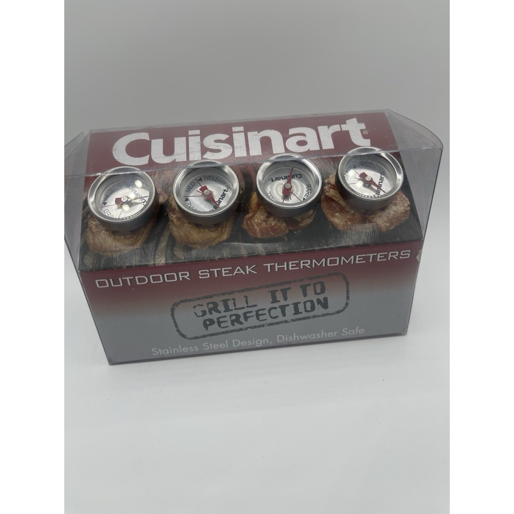 Cuisinart Outdoor Grilling Steak Thermometers Set of 4 Dishwasher Safe-Unopened